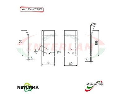 LF404DX - Lama per FRESA Carri UNIFEED - PIEGATA 25° - AGM - (10 Pz.)