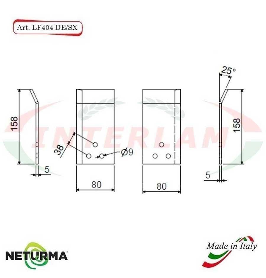 LF404DX - Lama per FRESA Carri UNIFEED - PIEGATA 25° - AGM - (10 Pz.)
