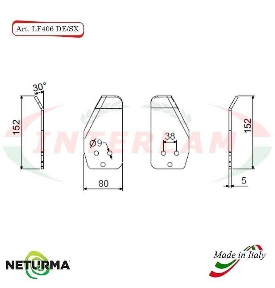 LF406DX - Lama per FRESA Carri UNIFEED -  PIEGATA 30° - AGM  - GENERALMIX - (10 Pz.)