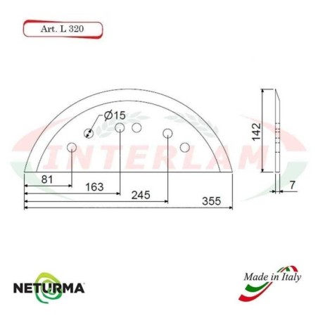 L320 - Knife for mixer wagons UNIFEED - Smooth - Ø142 - ALIECO - (5 Pcs.)