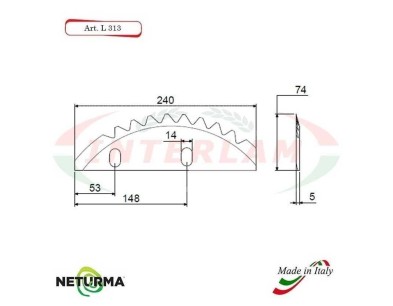 L313 -Straw Chopping Knife Toothed -  ANNOVI - (4 Pcs.)