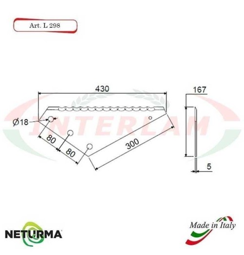 L298 - Blades for forage wagons - Toothed - Ø167 - (5 Pcs.)