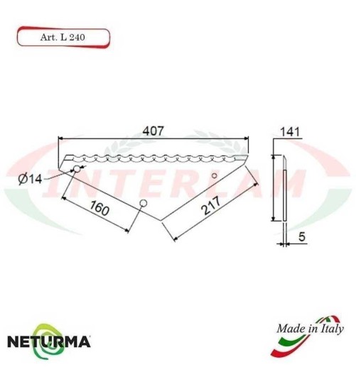 L240 - Lame per Carri Foraggeri - Dentata - Ø141 - (5 Pz.)