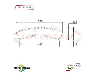 LK300 - Lame TRINCIA Foraggi e Mais KEMPER - RAGGIO LARGO - (8 Pz.)