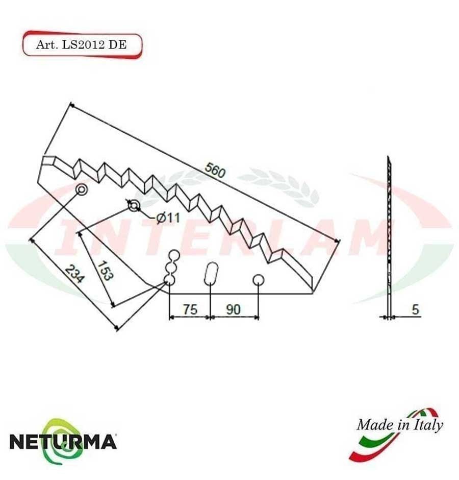 LS2012DX - Right - Knife for mixer wagon UNIFEED - Vertical - Toothed -MAYER LS2012DX - Right - Knife for mixer wagon UNIFEED - Vertical - Toothed -MAYER