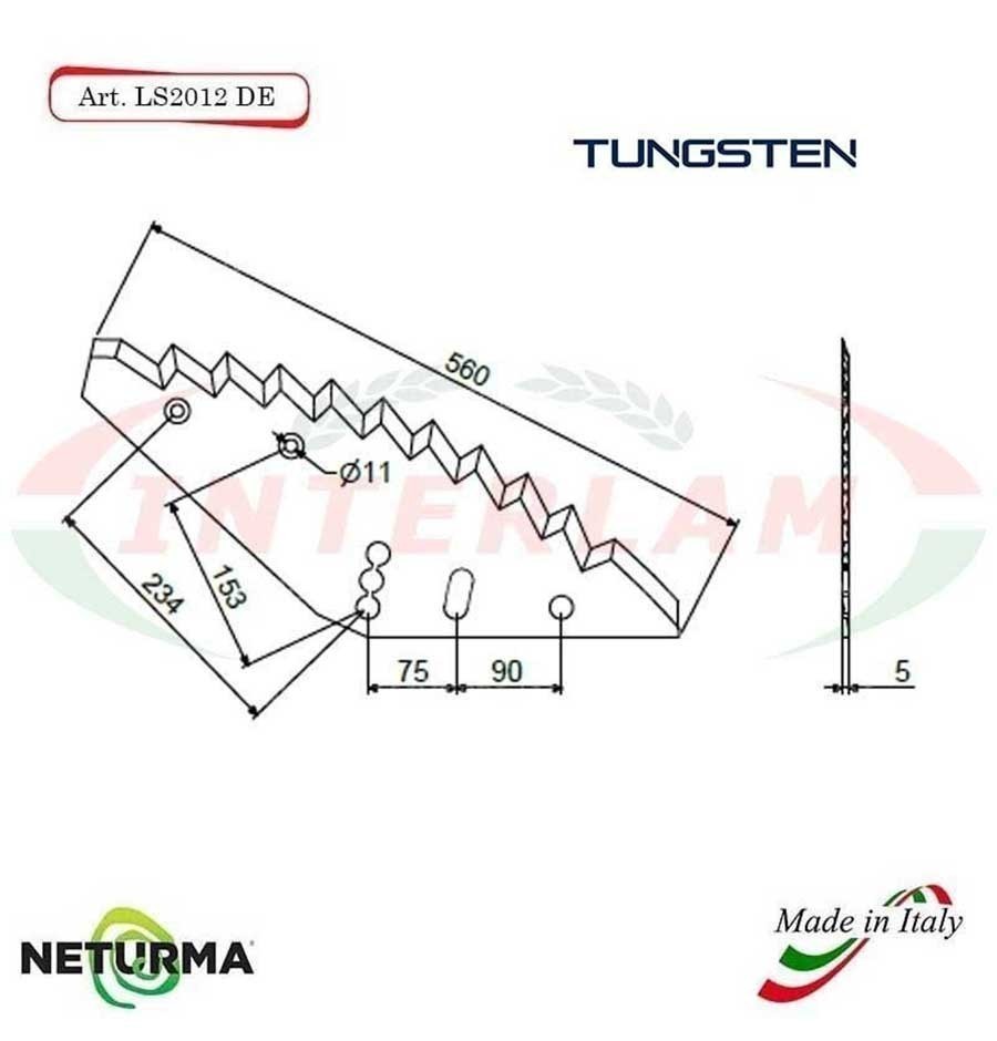LS2012DX - TUNGSTENO -Lama per Carri UNIFEED - KVERNELAND